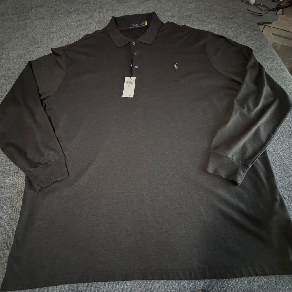 Polo Ralph Lauren Mens Long Sleeve Polo Shirt Grey Heather 4XLT NWT 71167